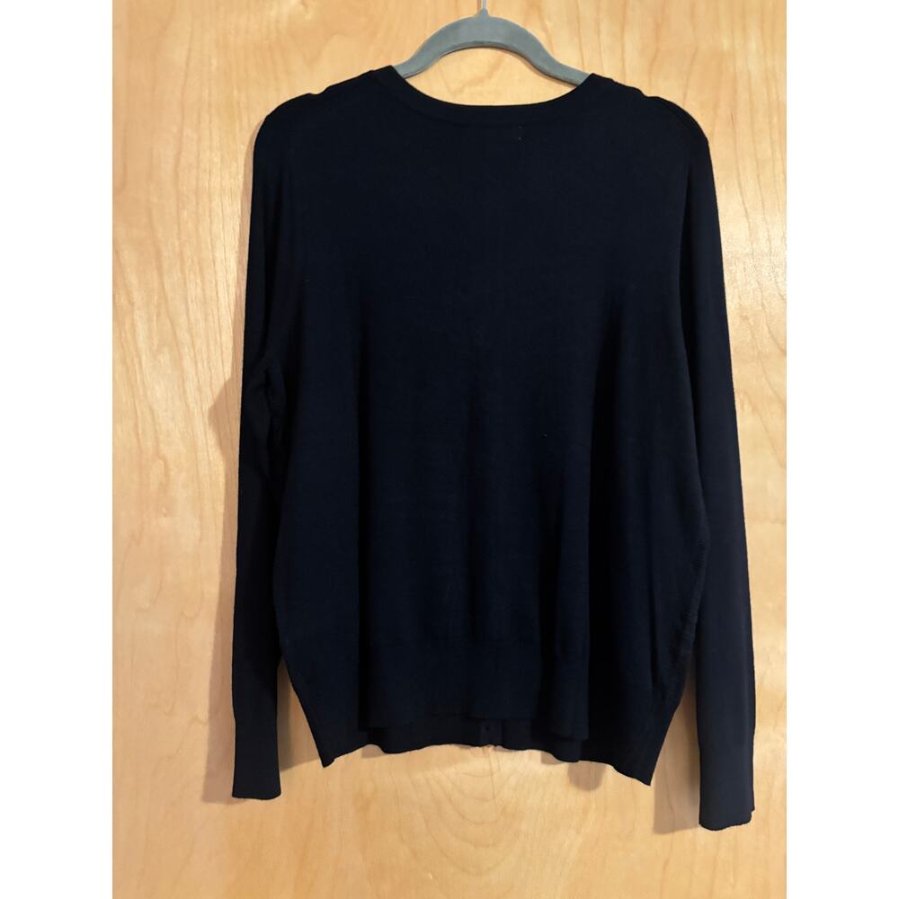 Charter Club Fine Gauge Button Front Cardigan Black Women's Large NWT - Picture 3 of 5
